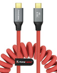 Coiled USB-C Cable, Braided USB-C to USB-C Cable, 40Gbps, 240W PD 3.1 Charging, 8K@60Hz Video, USB4.0 Type C for Thunderbolt 4/3, BMPCC, Canon R5/R6, Sony FX3/A7C, Mac, iPhone, USB-IF Certified