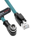 Alvin's Cables M12 X-Code 8 Pin Male to RJ45 Ethernet Cable for Cognex Kence Camera, High-Flex Cat6a Cable for Industrial Automation, Fieldbus Module, Robotics, Right Angle 98.4ft/30m Green