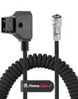 Alvin's Cables D-Tap to BMPCC 6K 4K Coiled Power Cable, Straight Weipu 2-Pin Female to D-Tap Male, Braided Ultra Flexible Coiled Cable for Blackmagic Pocket Cinema Camera 4K/6K/6K Pro, V-Mount, Black