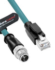 Alvin's Cables M12 X-Code 8 Pin Male to RJ45 Ethernet Cable for Cognex Keyence Camera, High-Flex Cat6a Cable for Industrial Automation, Fieldbus Module, Robotics,30M/98.4ft Green