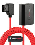 Alvin's Cables NP-FZ100 Dummy Battery to D-TAP Braided Coiled Cable, Black/Red