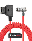 Alvin's Cables D-Tap to BMPCC 6K 4K Coiled Power Cable, Right Angle Weipu 2-Pin Female to D-Tap Male, Braided Ultra Flexible Coiled Cable for Blackmagic Pocket Cinema Camera 4K/6K/6K Pro, V-Mount, Red