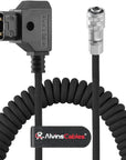 Alvin's Cables D-Tap to BMPCC 6K 4K Coiled Power Cable, Straight Weipu 2-Pin Female to D-Tap Male, Braided Ultra Flexible Coiled Cable for Blackmagic Pocket Cinema Camera 4K/6K/6K Pro, V-Mount, Black