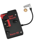 Alvin's Cables Gold Mount Battery Plate for DJI Ronin 4D, G-Mount Power Plate with D-Tap & 0B 2-Pin Outputs, Straight / Rotatable Right Angle 1B 6-Pin Power Cable, Red / Black