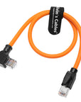 Alvin's Cables RJ45 Ethernet Cable, Right-Angle Cat6a Shielded Industrial Profinet Ethernet Cable High-Flex Drag-Chain High-Speed Gold-Plated Connectors for PLC, Robotics 2ft/60cm Orange