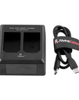 Alvin's Cables Dual Slot Charger for Sony NP-SA100 Battery with USB-C Cable