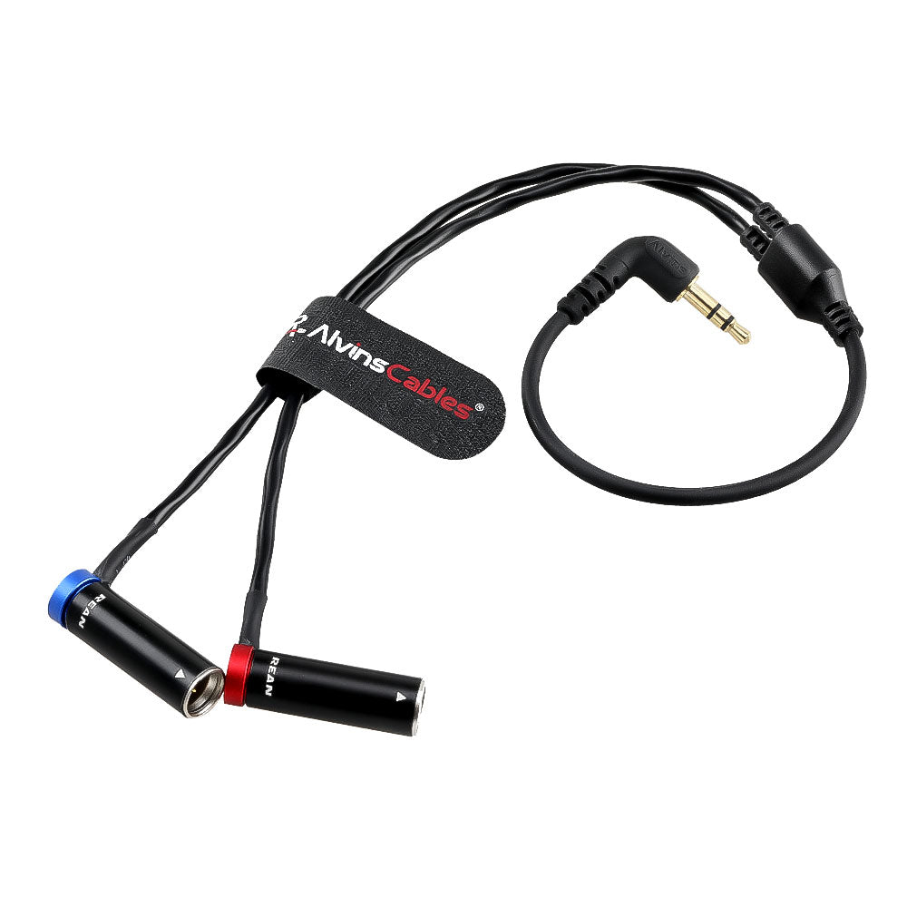 Alvin's Cables 3.5mm TRS to Dual TA3M Y Splitter Cable, 1/8’’ TRS to 2 Low Profile Mini XLR 3 Pin Male Breakout Audio Cable for RØDE Wireless GO II, for Canon C70 Camera, 45cm|18inches