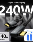 Coiled USB-C Cable, USB 3.2 Gen 2x2 20Gbps, 240W PD 3.1 Charging, 4K@60Hz Video, Right Angled Braided USB-C to USB-C Cable for BMPCC, Canon R5/R6, Sony FX3/A7C, ZCAM, Macbook/iPhone, Dock, SSD, Black