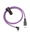 Alvin's Cables USB 2.0 Type-A to Locking Mini USB Up Angle Cable, 15mm Dual-Screw Spacing for Daheng Industrial Camera, High Flex Drag Chain Shielded, Convex Port, Purple