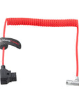 Alvin's Cables D-Tap to BMPCC 6K 4K Coiled Power Cable, Right Angle Weipu 2-Pin Female to D-Tap Male, Braided Ultra Flexible Coiled Cable for Blackmagic Pocket Cinema Camera 4K/6K/6K Pro, V-Mount, Red