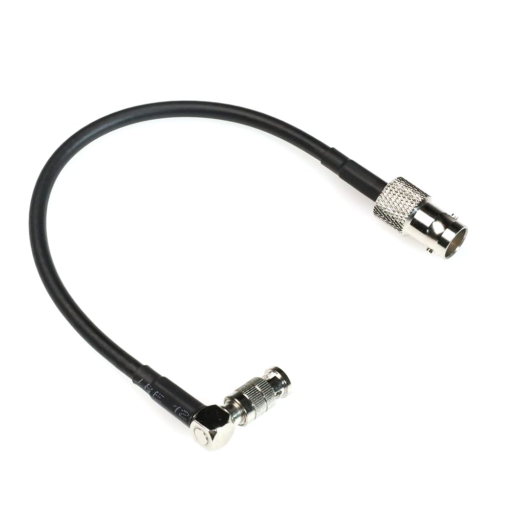 Alvin's Cables 12G Micro BNC to BNC Female Adapter Cable, High Density 4K UHD Video Coaxial Cable, 75 Ohm Ultra-Soft for Blackmagic Video Assist 5" Monitor, Right Angle Micro BNC 7.9inches