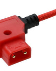 Alvin's Cables Dual-Sided NP-F Dummy Battery to Red Dtap Braided Ultra Flexible Coiled Power Cable for Atomos Ninja V|Atomos Shogun|SmallHD 702, for Sony NP-F550|F570|F770|F970, Red