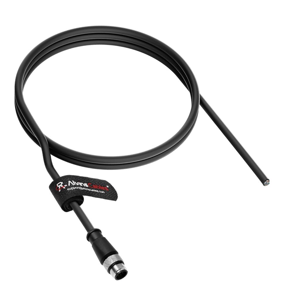 Alvin's Cables M12 A-Code 8 Pin Male to Open End Power I/O Cable Cat6a High-Flex Shielded for Cognex Keyence Basler Industrial Automation Fieldbus Module 3.3ft