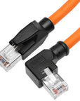 Alvin's Cables RJ45 Ethernet Cable, Left-Angle Cat6a Shielded Industrial Profinet Ethernet Cable High-Flex Drag-Chain High-Speed Gold-Plated Connectors for PLC, Robotics 3.3ft/1m Orange