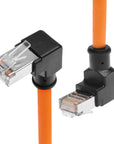 Alvin's Cables RJ45 Ethernet Cable, Down-Angle Cat6a Shielded Industrial Profinet Ethernet Cable High-Flex Drag-Chain High-Speed Gold-Plated Connectors for PLC, Robotics 9.84ft/3m Orange
