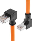 Alvin's Cables RJ45 Ethernet Cable, Up-Angle Cat6a Shielded Industrial Profinet Ethernet Cable High-Flex Drag-Chain High-Speed Gold-Plated Connectors for PLC, Robotics & Motion Control 3.3ft/1m Orange