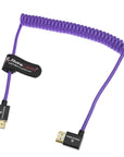 Alvin's Cables 8K HDMI 2.1 High-Speed Cable 8K@60Hz 4K@120Hz Braided Coiled Cable for Atomos Ninja,for Feelworld,for Sony FS5 FS7 FX9,BMPCC,for Canon C300 C500,Right Angle Purple