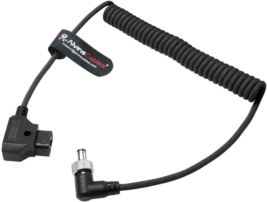 Alvin's Cables Dtap to Locking DC Right Angle Coiled Power Cable for Atomos Ninja V D-tap Cable for Blackmagic Video Assist, for Hollyland Mars 400S, Ultra Flexible 2ft