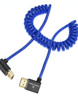 Alvin's Cables 8K HDMI 2.1 Cable 48Gbps 8K@60Hz 4K@120Hz High-Speed Braided Coiled Cable for Sony FS5 FS7 FX9,BMPCC,for Canon C300 C500,for Atomos Ninja,for Feelworld,Right to Up Angle Blue