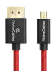 Alvin's Cables 8K 2.1 Micro HDMI to HDMI Coiled Cable for Atomos Ninja V, 8K@60Hz 4K@60Hz High-Speed HDMI Cable for Sony A7RIII A7II A7M3, for Canon R5 M6, for FUJIFILM X-T4 X-T3, Braided Red