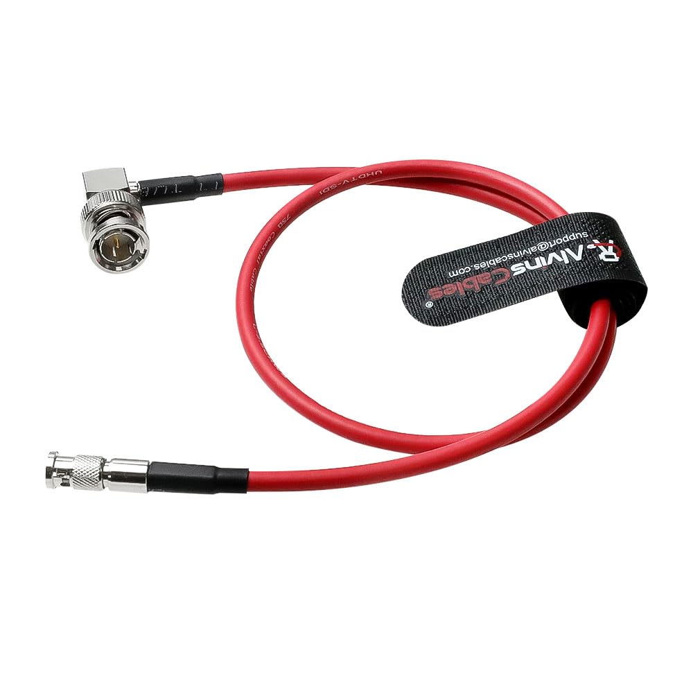Alvin's Cables Micro BNC to BNC Cable 12G-SDI High Speed 4K UHD Video Coaxial Cable, Right Angle BNC 75 Ohm Ultra-Soft for Blackmagic Video Assist 5" Monitor,Red 50CM|19.7inches