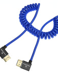 Alvin's Cables 8K HDMI 2.1 Cable 8K 60Hz 4K 120Hz High-Speed for Atomos Ninja Monitor,Left to Right Angle Braided Coiled Cable for Sony FS5 FS7 FX9,for Canon C300 C500,for Nikon Z9 Camera,Blue
