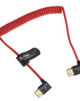 Alvin's Cables 8K HDMI Cable for Atomos Ninja,2.1 48Gbps 8K@60Hz 4K@120Hz High-Speed Braided Coiled Cable for Sony FS5 FS7 FX9,BMPCC,for Canon C300 C500,for Feelworld,Right to Right Angle Red
