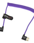 Alvin's Cables 8K HDMI 2.1 Cable 8K 60Hz 4K 120Hz High-Speed for Atomos Ninja Monitor,Left to Right Angle Braided Coiled Cable for Sony FS5 FS7 FX9,for Canon C300 C500,for Nikon Z9 Camera,Purple