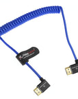 Alvin's Cables 8K HDMI Cable for Atomos Ninja,2.1 48Gbps 8K@60Hz 4K@120Hz High-Speed Braided Coiled Cable for Sony FS5 FS7 FX9,BMPCC,for Canon C300 C500,for Feelworld,Right to Right Angle Blue