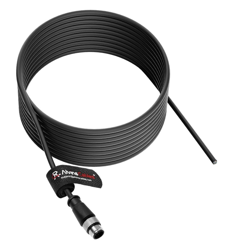 Alvin's Cables M12 A-Code 8 Pin Male to Open End Power I/O Cable Cat6a High-Flex Shielded for Cognex Keyence Basler Industrial Automation Fieldbus Module 26ft/8m