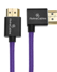 Alvin's Cables 8K HDMI 2.1 High-Speed Cable 8K@60Hz 4K@120Hz Braided Coiled Cable for Atomos Ninja,for Feelworld,for Sony FS5 FS7 FX9,BMPCC,for Canon C300 C500,Right Angle Purple