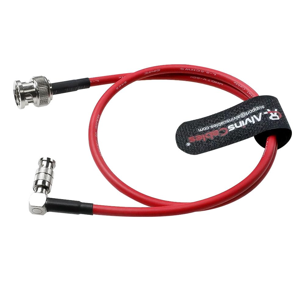 Alvin's Cables Micro BNC to BNC Cable 12G-SDI High Speed 4K UHD Video Coaxial Cable, Right Angle Micro BNC 75 Ohm Ultra-Soft for Blackmagic Video Assist 5" Monitor,Red 50CM|19.7inches