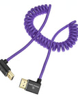 Alvin's Cables 8K HDMI 2.1 Cable 48Gbps 8K@60Hz 4K@120Hz High-Speed Braided Coiled Cable for Sony FS5 FS7 FX9,BMPCC,for Canon C300 C500,for Atomos Ninja,for Feelworld,Right to Up Angle Purple