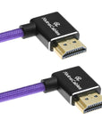 Alvin's Cables 8K HDMI Cable for Atomos Ninja,2.1 48Gbps 8K@60Hz 4K@120Hz High-Speed Braided Coiled Cable for Sony FS5 FS7 FX9,BMPCC,for Canon C300 C500,for Feelworld,Right to Right Angle Purple