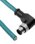 Alvin's Cables M12 A-Code 8 Pin Male Right Angle to Open End Power I/O Cable Cat6a High-Flex Shielded for Cognex Keyence Basler Industrial Automation Fieldbus Module 3.3ft/1m