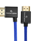 Alvin's Cables 8K HDMI 2.1 Cable for Atomos Ninja V Monitor,for Sony FS5 FS7,BMPCC,for Canon C300 C500 Camera,8K@60Hz 4K@120Hz 48Gbps High-Speed Braided Coiled Cable Left Angle Blue