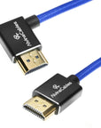 Alvin's Cables 8K HDMI 2.1 Cable for Atomos Ninja V Monitor,for Sony FS5 FS7,BMPCC,for Canon C300 C500 Camera,8K@60Hz 4K@120Hz 48Gbps High-Speed Braided Coiled Cable Left Angle Blue