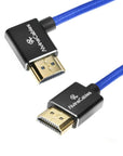 Alvin's Cables 8K HDMI 2.1 Cable for Atomos Ninja V Monitor,for Sony FS5 FS7,BMPCC,for Canon C300 C500 Camera,8K@60Hz 4K@120Hz 48Gbps High-Speed Braided Coiled Cable Left Angle Blue