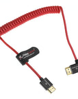 Alvin's Cables 8K HDMI 2.1 High-Speed Cable 8K@60Hz 4K@120Hz Braided Coiled Cable for Atomos Ninja,for Feelworld,for Sony FS5 FS7 FX9,BMPCC,for Canon C300 C500,Right Angle Red