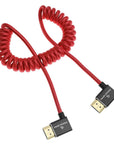 Alvin's Cables 8K HDMI Cable for Atomos Ninja,2.1 48Gbps 8K@60Hz 4K@120Hz High-Speed Braided Coiled Cable for Sony FS5 FS7 FX9,BMPCC,for Canon C300 C500,for Feelworld,Right to Right Angle Red