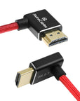 Alvin's Cables 8K HDMI 2.1 Cable 48Gbps 8K@60Hz 4K@120Hz High-Speed Braided Coiled Cable for Sony FS5 FS7 FX9,BMPCC,for Canon C300 C500,for Atomos Ninja,for Feelworld,Right to Up Angle Red