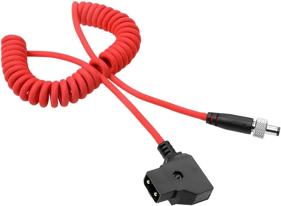 Alvin's Cables Atomos Ninja V D-tap Power Cable, 1.6-4ft Dtap to Locking DC 2.1 Coiled Cable for Blackmagic Video Assist, for Hollyland Mars 400S, Ultra Flexible