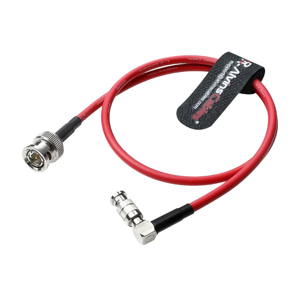 Alvin's Cables Micro BNC to BNC Cable 12G-SDI High Speed 4K UHD Video Coaxial Cable, Right Angle Micro BNC 75 Ohm Ultra-Soft for Blackmagic Video Assist 5" Monitor,Red 50CM|19.7inches