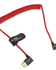 Alvin's Cables 8K HDMI 2.1 Cable 8K 60Hz 4K 120Hz High-Speed for Atomos Ninja Monitor, Left to Right Angle Braided Coiled HDMI Cable for Sony FX3 FS5 FS7 FX9,for Canon C300 C500,for Nikon Z9 Camera, Red