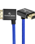 Alvin's Cables 8K HDMI 2.1 Cable 8K@60Hz 4K@120Hz High-Speed Braided Coiled Cable for Atomos Ninja,for Feelworld,for Sony FS5 FS7 FX9,BMPCC,for Canon C300 C500,Left to Up Angle Blue