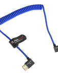 Alvin's Cables 8K HDMI 2.1 Cable 8K 60Hz 4K 120Hz High-Speed for Atomos Ninja Monitor,Left to Right Angle Braided Coiled Cable for Sony FS5 FS7 FX9,for Canon C300 C500,for Nikon Z9 Camera,Blue