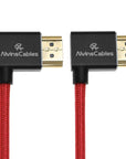 Alvin's Cables 8K HDMI Cable for Atomos Ninja,2.1 48Gbps 8K@60Hz 4K@120Hz High-Speed Braided Coiled Cable for Sony FS5 FS7 FX9,BMPCC,for Canon C300 C500,for Feelworld,Right to Right Angle Red