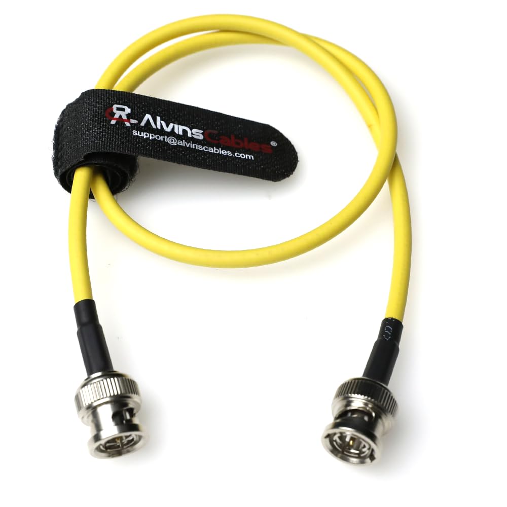 Alvin's Cables 12G SDI Flexible Coaxial Cable BNC Male to Male for RED Komodo| Atomos Monitor 75 Ohm Shielded Cable for 4K Video Camera, Yellow
