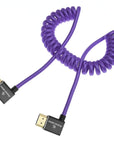 Alvin's Cables 8K HDMI Cable for Atomos Ninja,2.1 48Gbps 8K@60Hz 4K@120Hz High-Speed Braided Coiled Cable for Sony FS5 FS7 FX9,BMPCC,for Canon C300 C500,for Feelworld,Right to Right Angle Purple