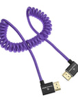 Alvin's Cables 8K HDMI 2.1 Cable 8K 60Hz 4K 120Hz High-Speed for Atomos Ninja Monitor,Left to Right Angle Braided Coiled Cable for Sony FS5 FS7 FX9,for Canon C300 C500,for Nikon Z9 Camera,Purple